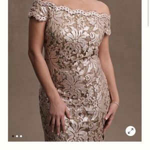 Tadashi Shoji Odette Off-Shoulder Sequin Mesh Column Gown